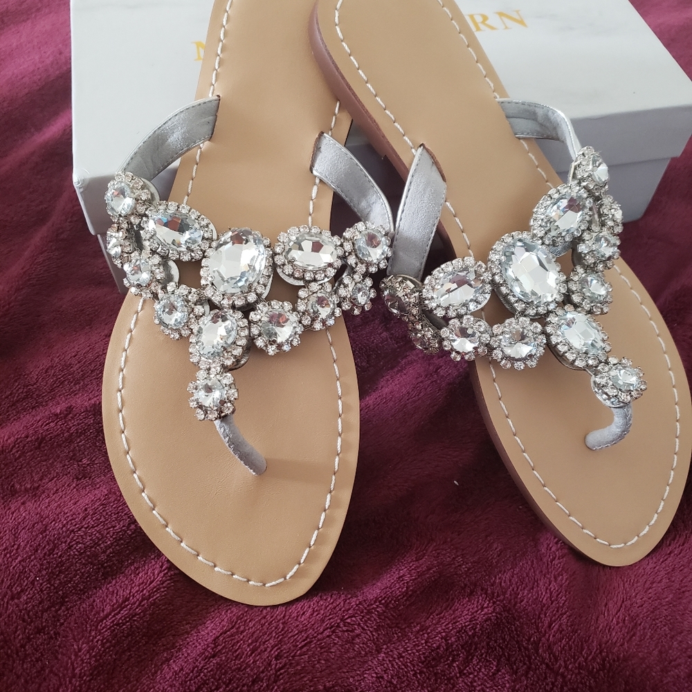 Women's Silver Rhinestones/Gems Sandals